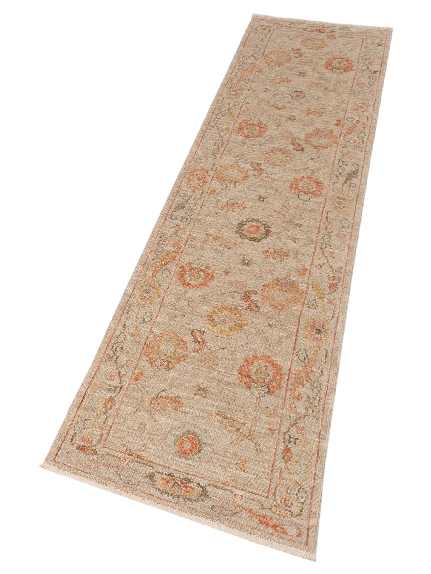 Angora Oushak 147981 Ivory Ivory 2.8x11.4 Hand Knotted Rug