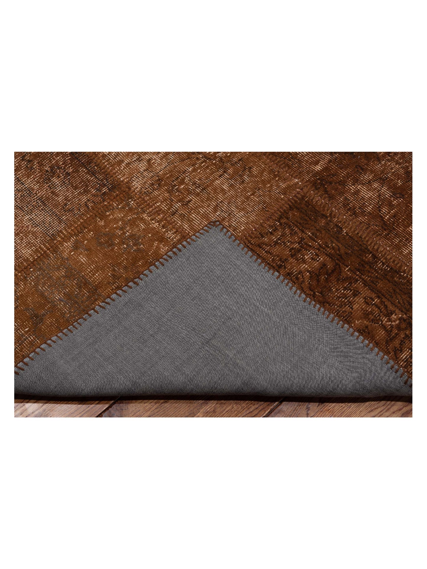 Turkish Vestige Patchwork 130985 Brown 9.10x13.1 Hand Knotted Rug