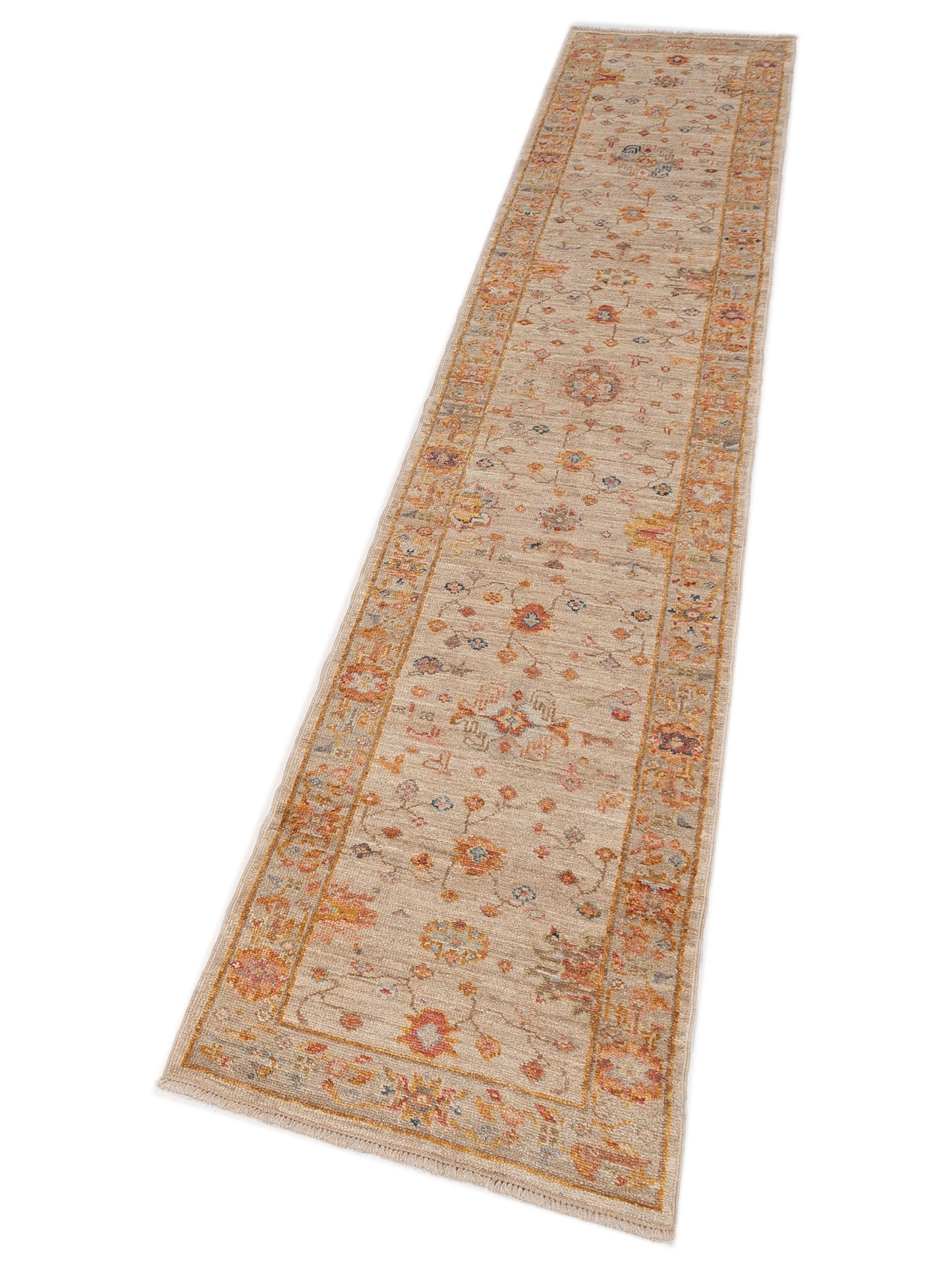 Angora Oushak 150244 Ivory Silver 2.6x13.9 Hand Knotted Rug