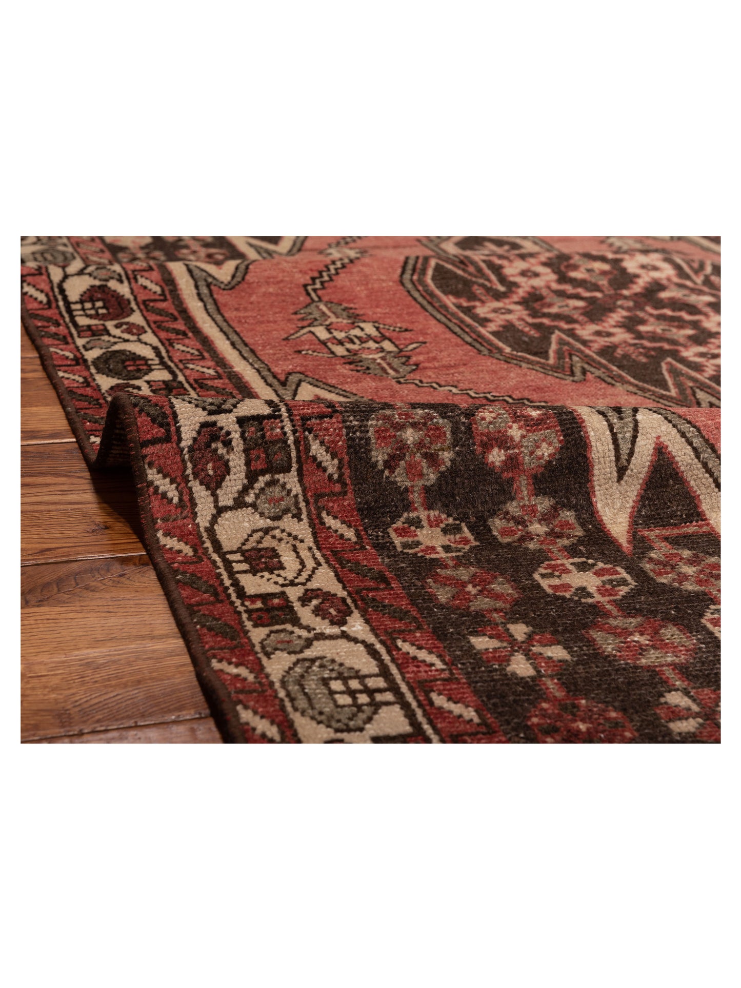 Persian 147647 Pink Brown 43x10.1 Hand Knotted Rug