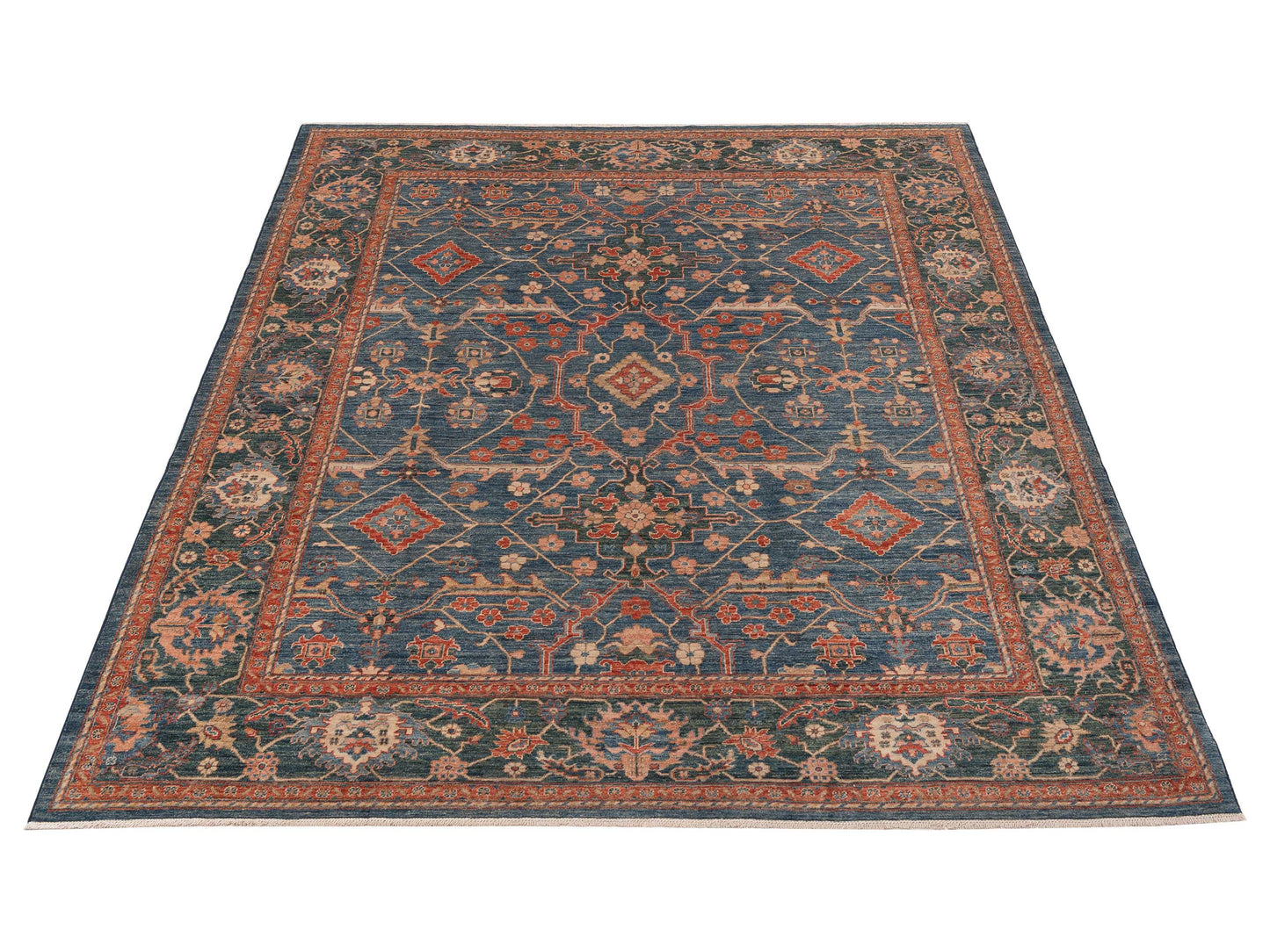 Sultan 153742 Blue Green 8.2x9.8 Hand Knotted Rug