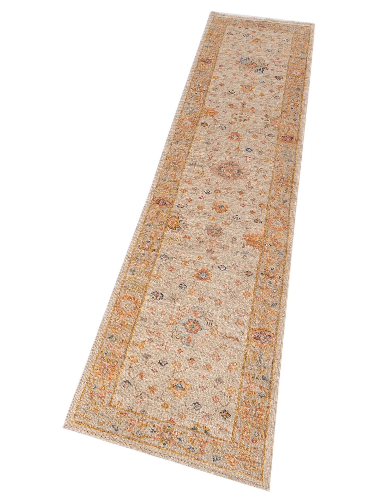 Angora Oushak 150272 Ivory Silver 2.7x11.10 Hand Knotted Rug