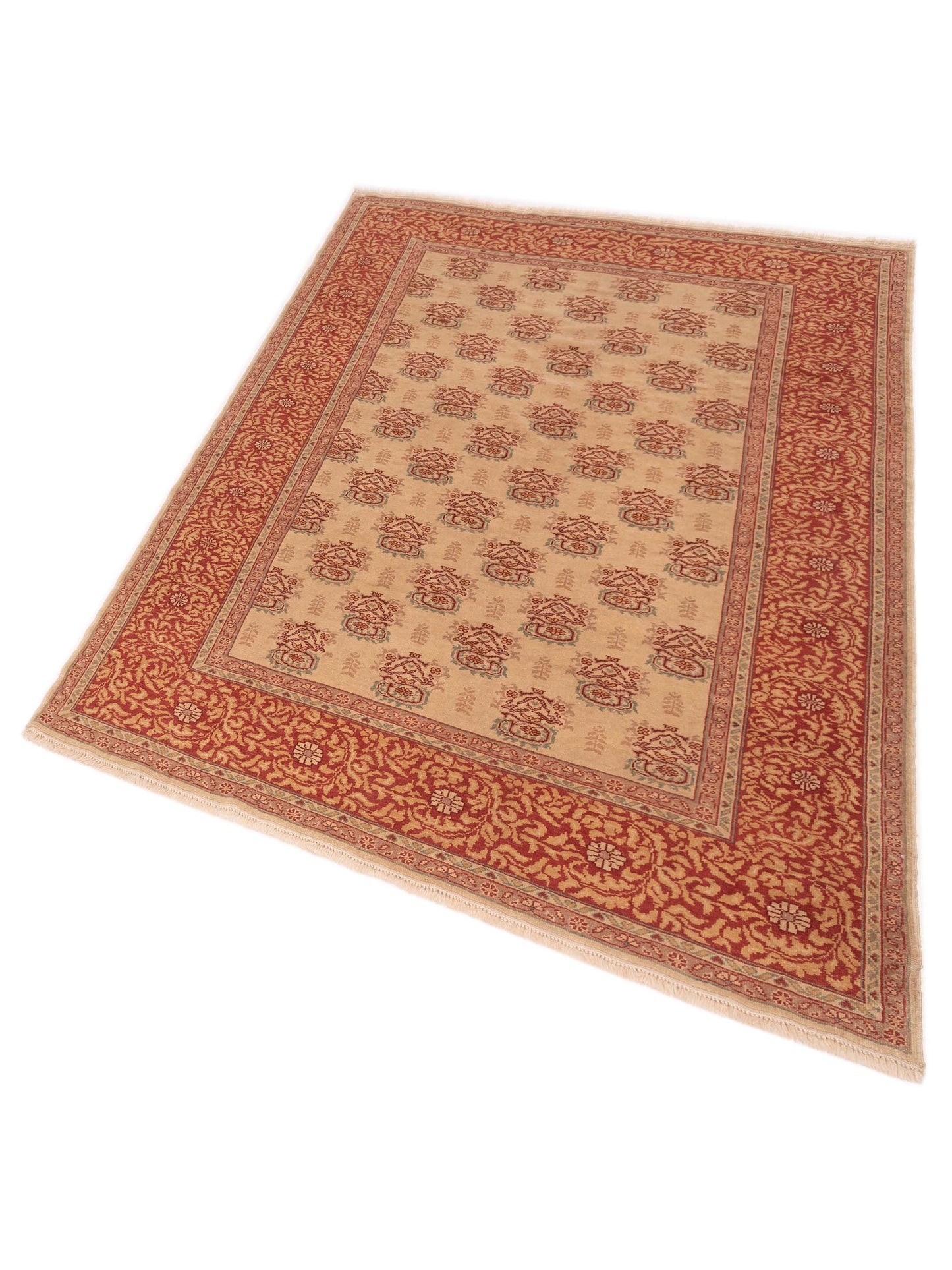 Antique Loom 148321 Beige Rust 6.8x9 Hand Knotted Rug