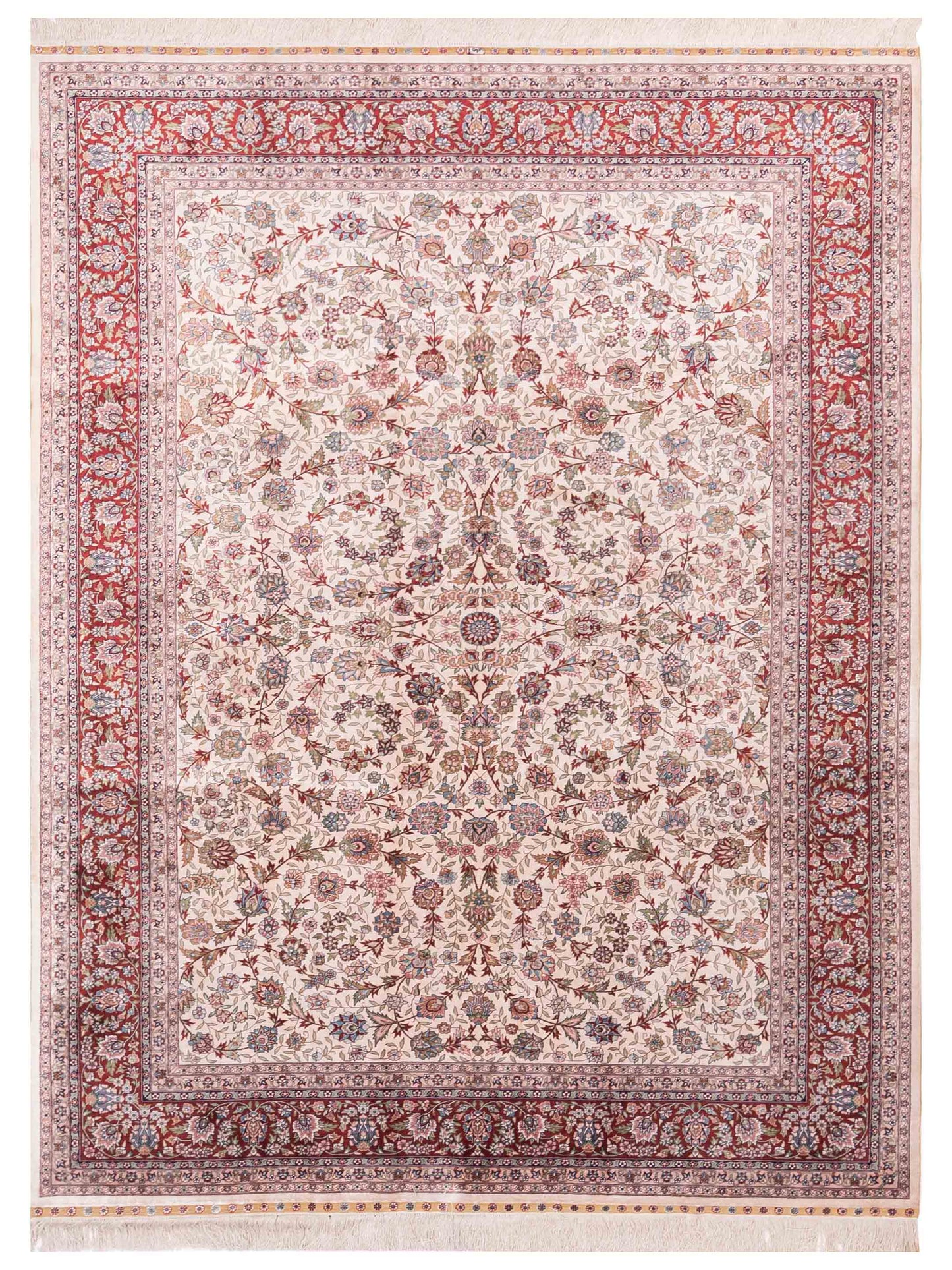 Pasha Pure Silk  Ivory Red Traditional