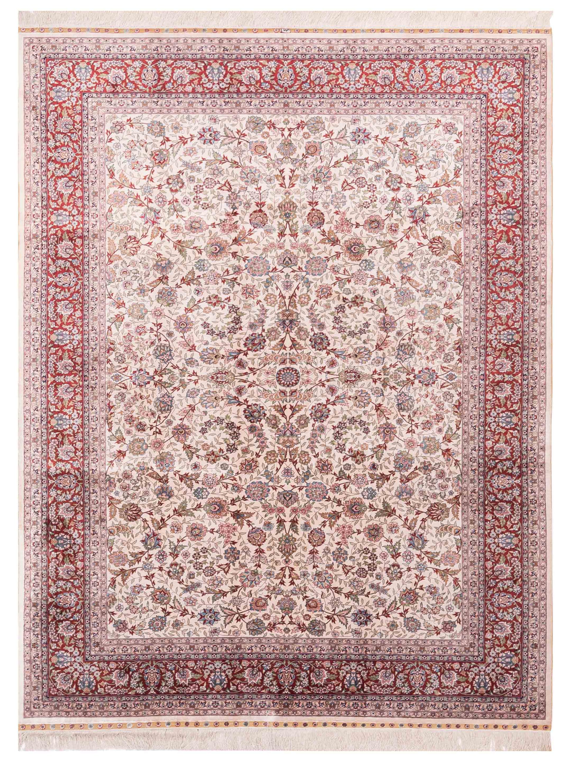 Pasha Pure Silk  Ivory Red Traditional