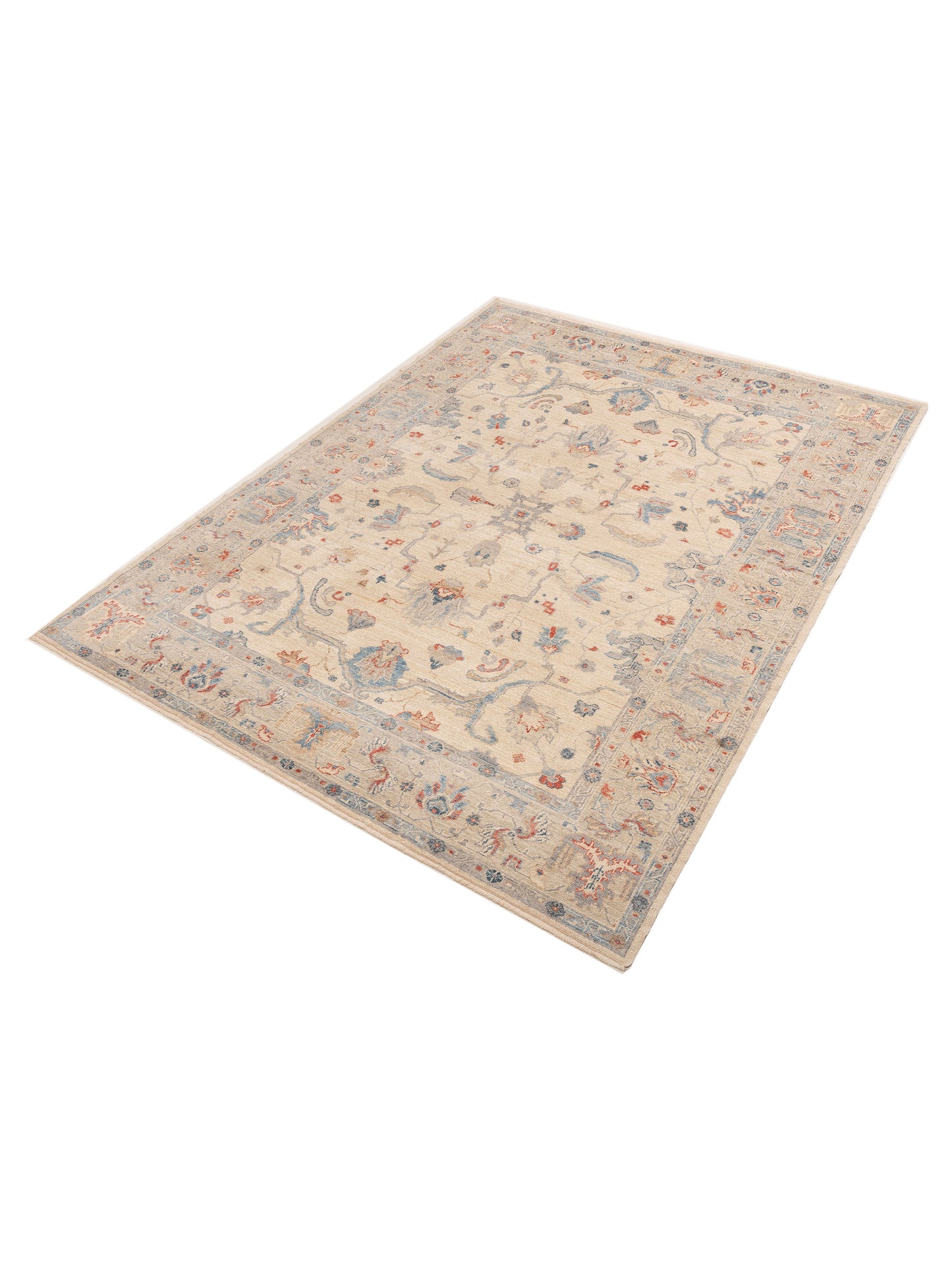 Angora Oushak 129865 Ivory Silver 8.9x11.3 Hand Knotted Rug