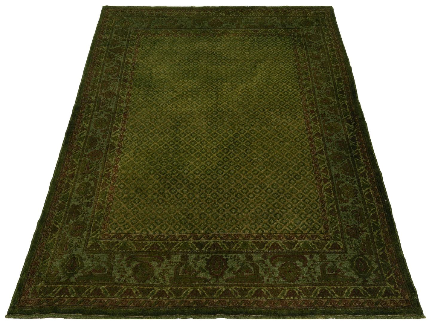 Vintage 104562 Green 6.6x8 Hand Knotted Rug