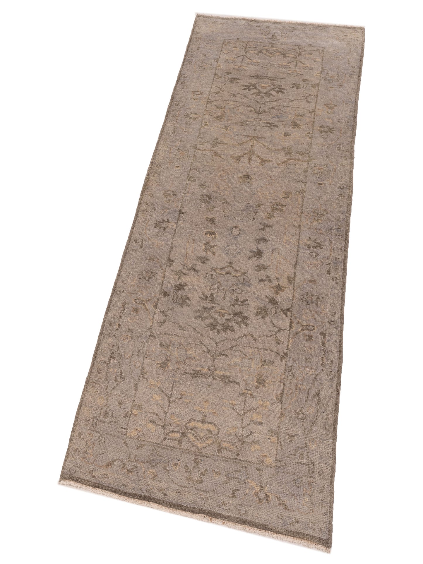 Oushak Shah 119164 Gray Gray 2.6x8 Hand Knotted Rug