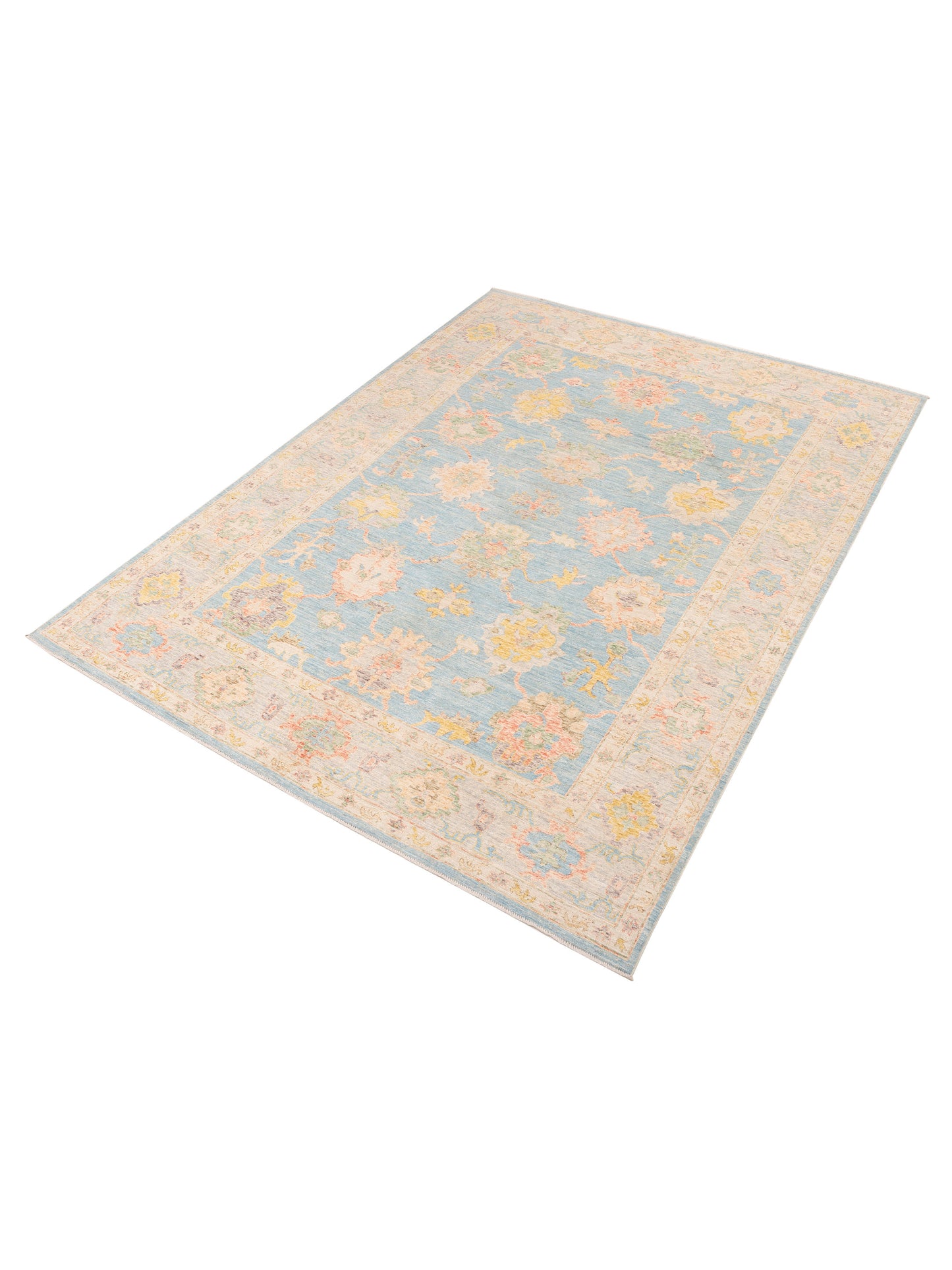 Anadol Oushak 151548 Light Blue Cream 10x13.7 Hand Knotted Rug