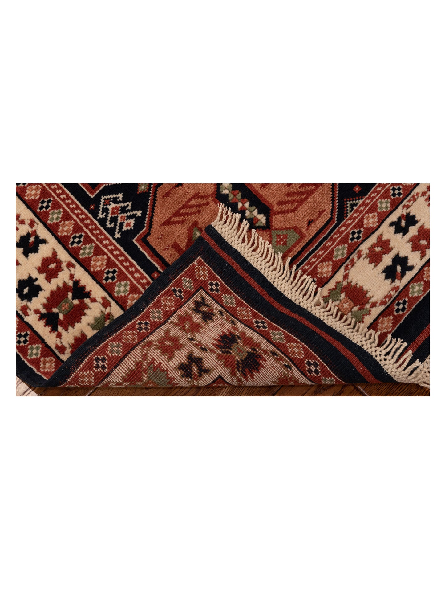 Turkish Shirwan 148400 Navy Ivory 2.11x4.1 Hand Knotted Rug