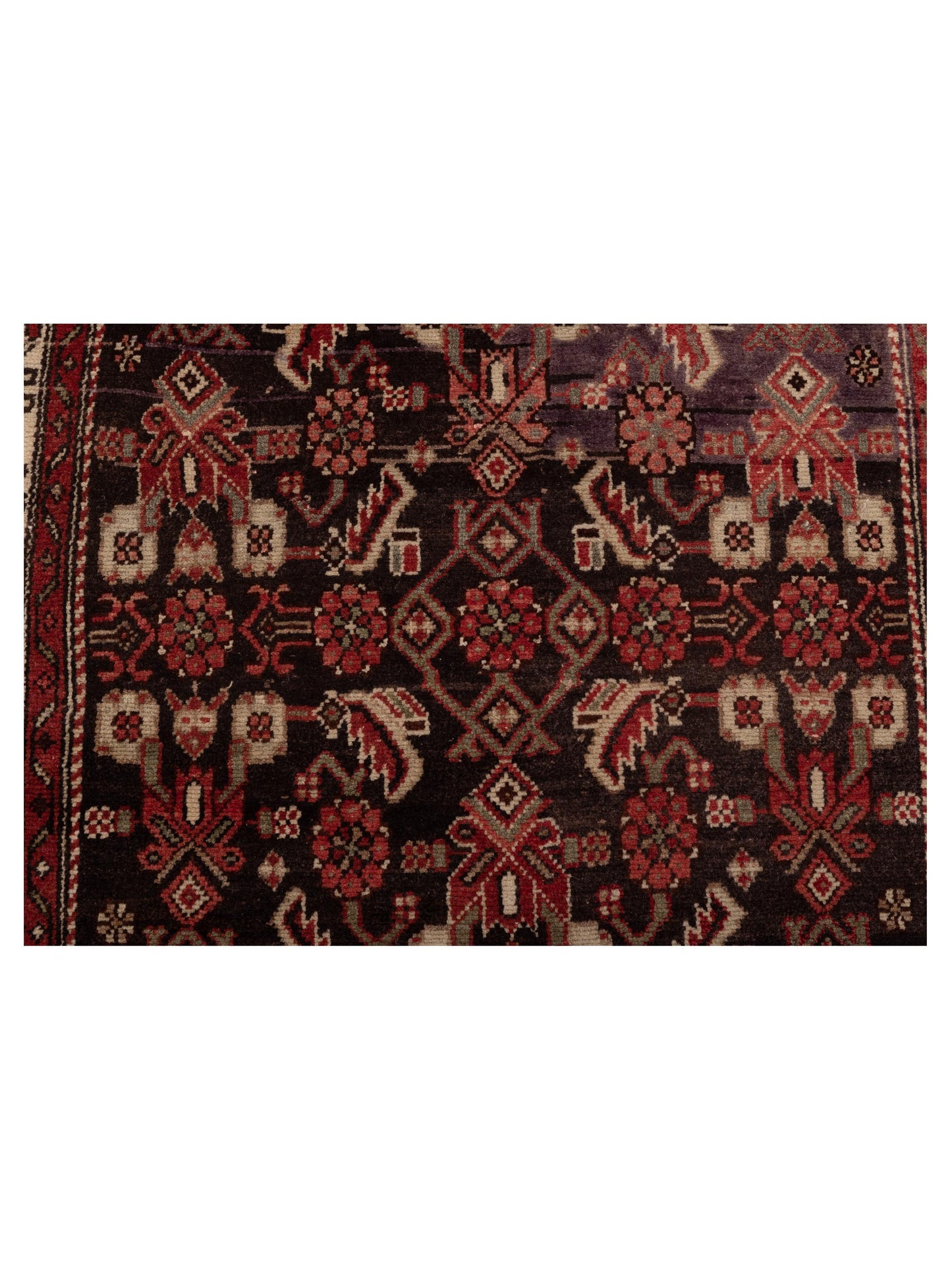 Persian 81183 Brown Red 3.6x10.5 Hand Knotted Rug