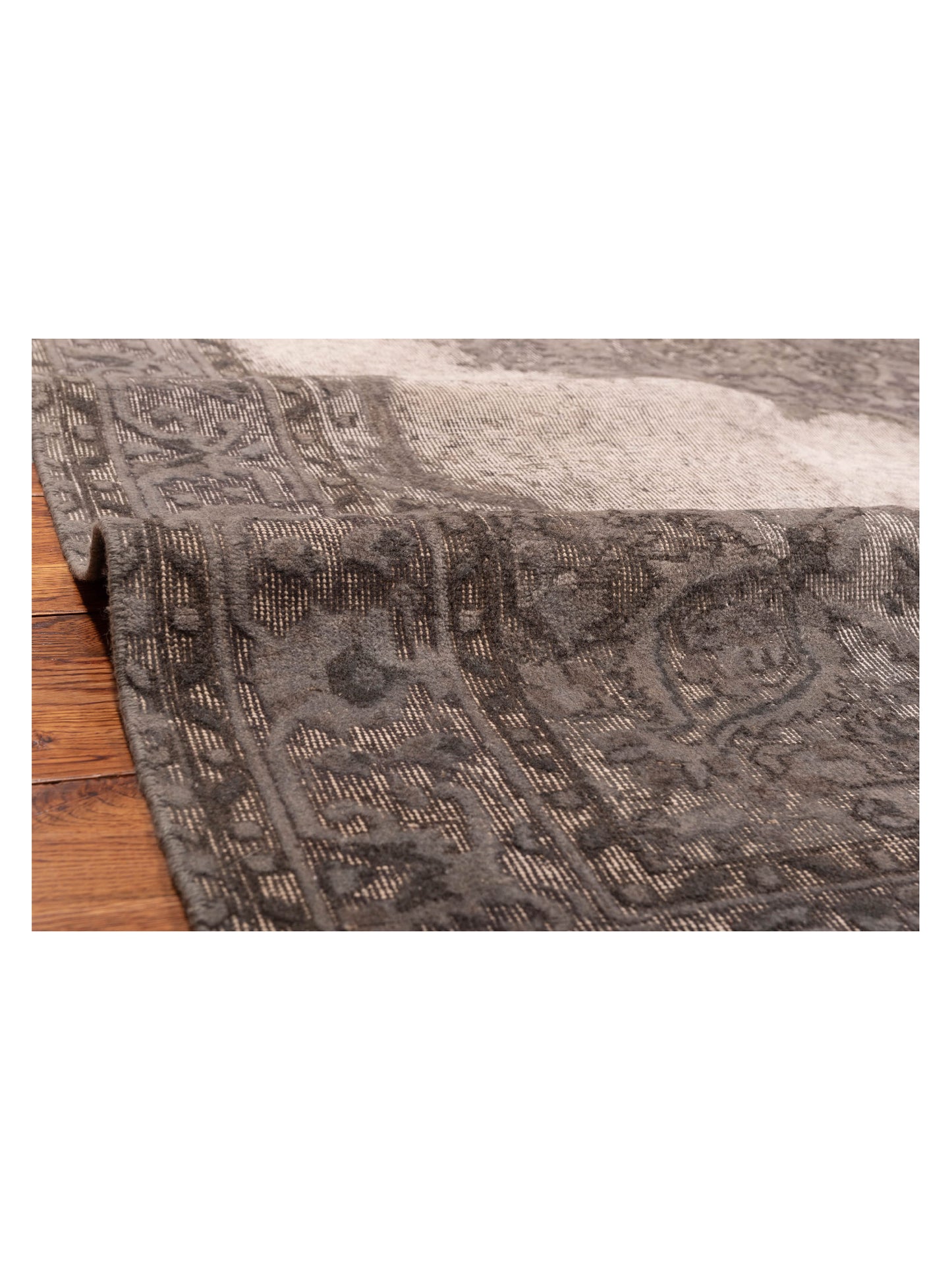 Vintage 121970 Gray 6.6x9.3 Hand Knotted Rug
