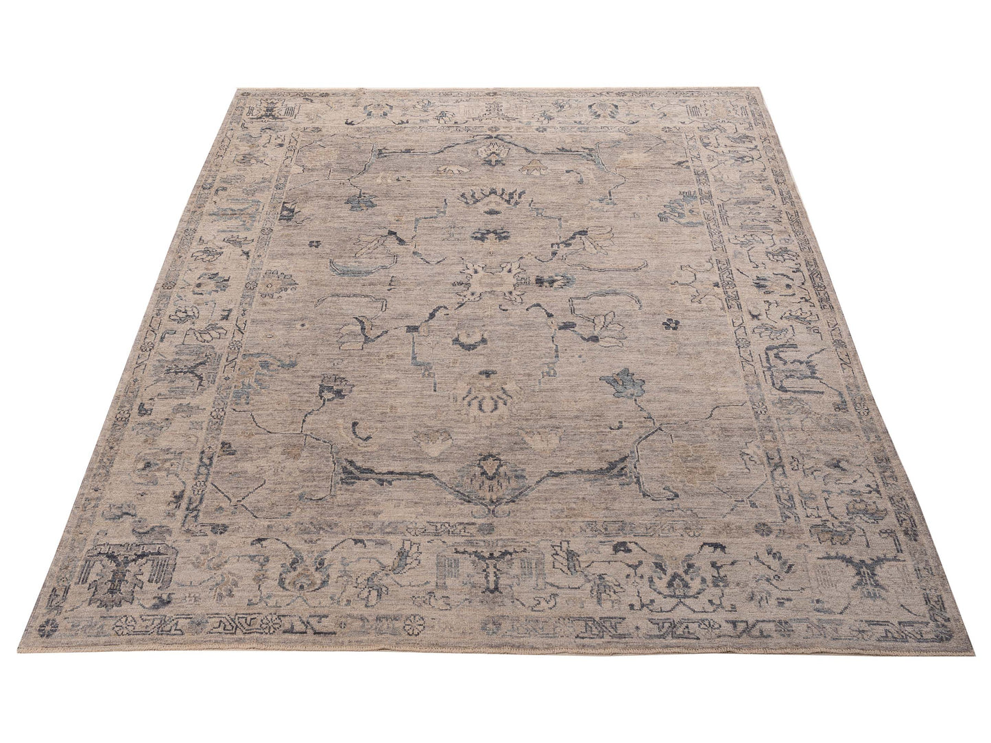 Angora Oushak 156089 Gray Gray 9.3x11.8 Hand Knotted Rug