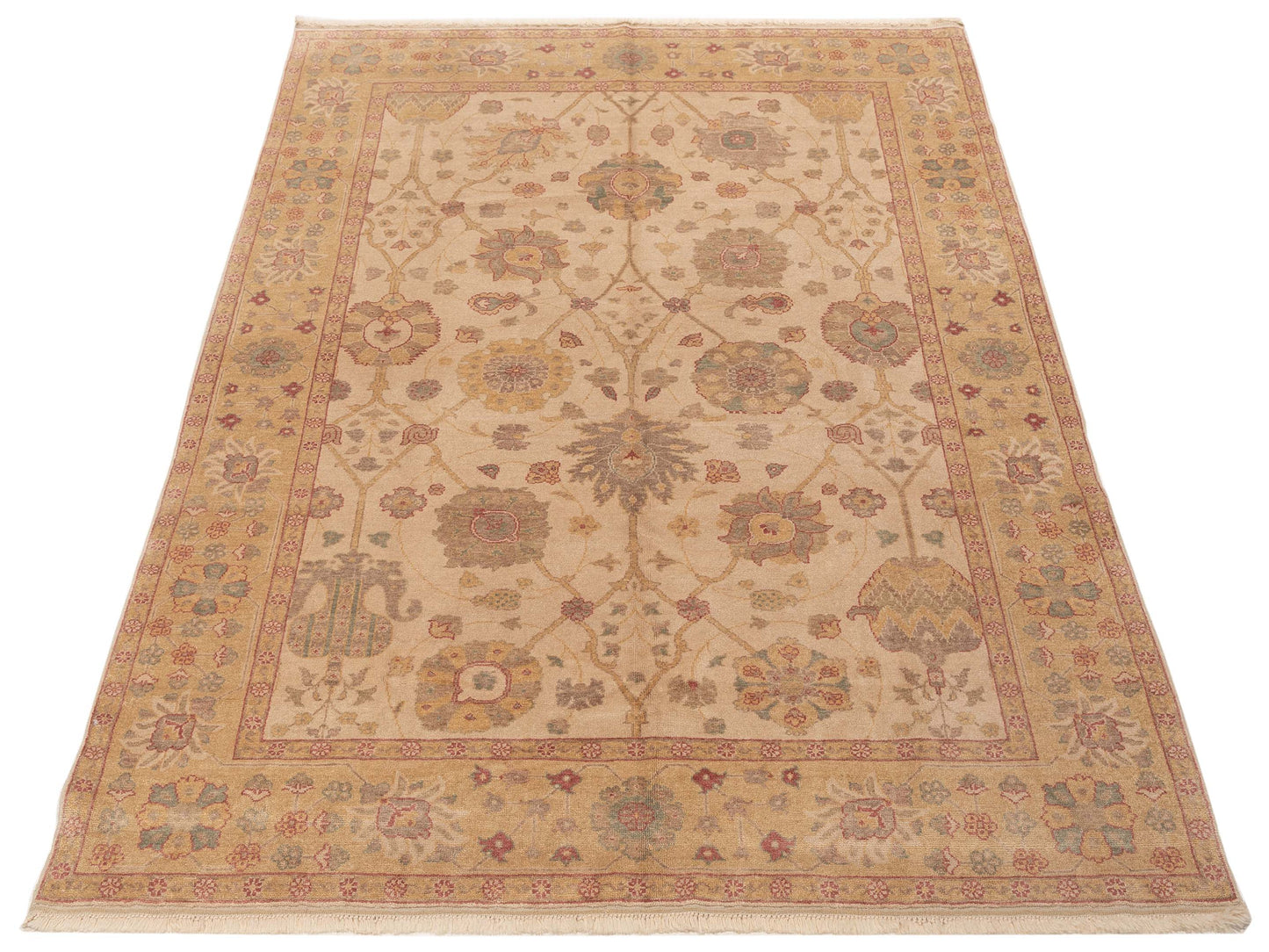 Antique Loom 92959 Beige Gold 6.10x8.11 Hand Knotted Rug