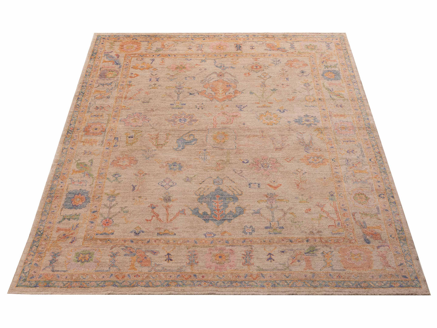 Angora Oushak 150280 Beige Beige 8x9.11 Hand Knotted Rug