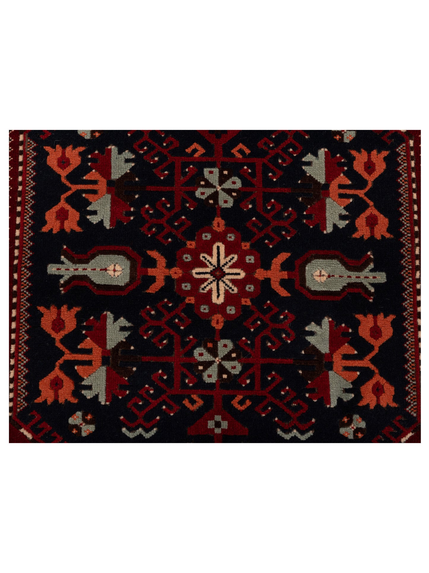 Turkish Shirwan 145150 Navy Red 3.10x5.6 Hand Knotted Rug