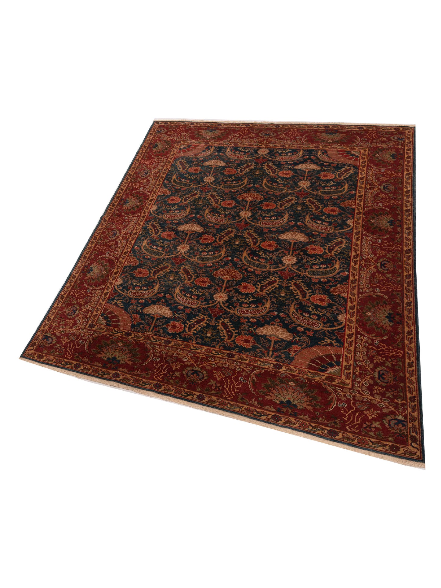 Antique Loom 147377 Blue Red 6.8x7.10 Hand Knotted Rug
