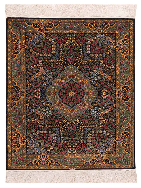 Pasha Pure Silk  Black Green Traditional