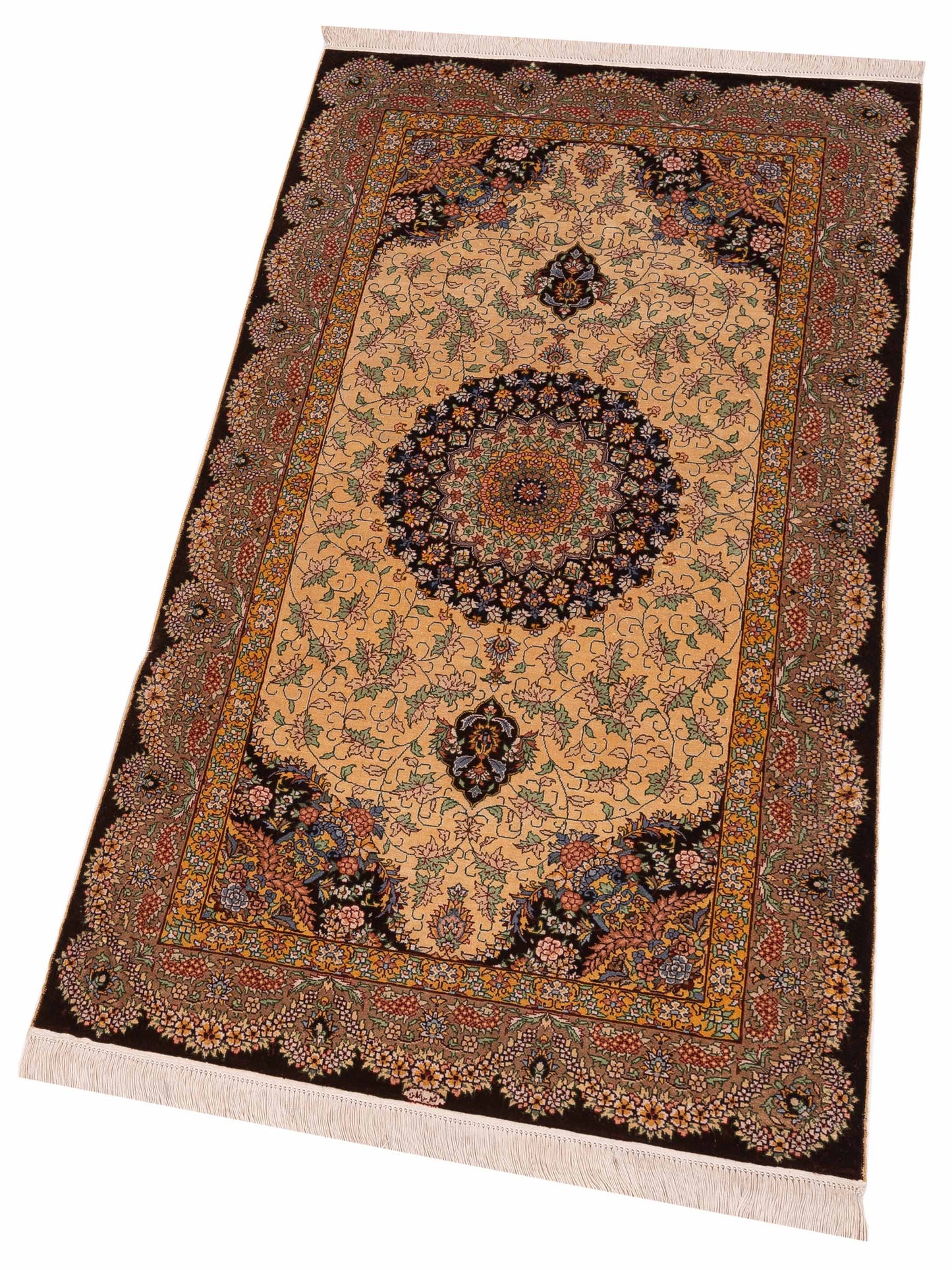 Pure Silk 120741 Gold Brown 2.3x4.2 Hand Knotted Rug