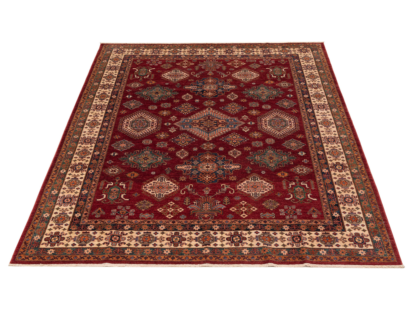 Kazak 151994 Red Ivory 8.1x9.10 Hand Knotted Rug