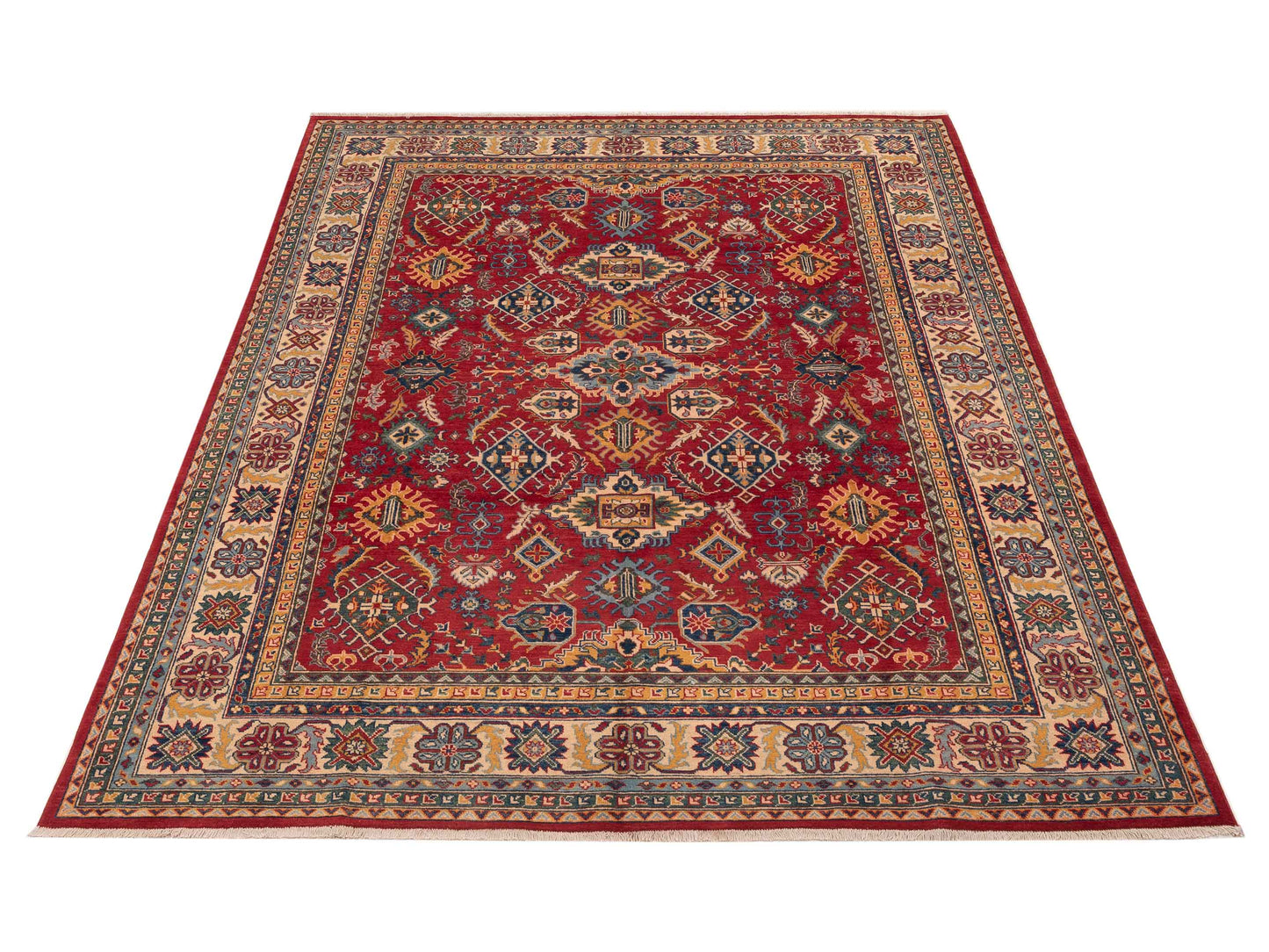 Kazak 151936 Red Ivory 7.10x10 Hand Knotted Rug