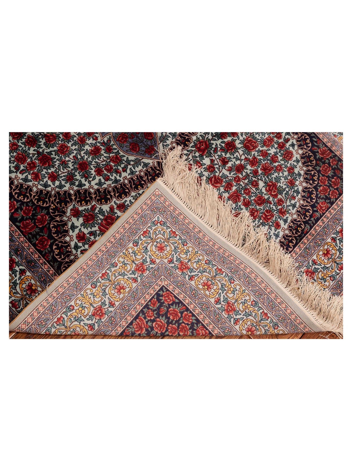 Pure Silk 122086 Blue Blue 3.1x5.2 Hand Knotted Rug