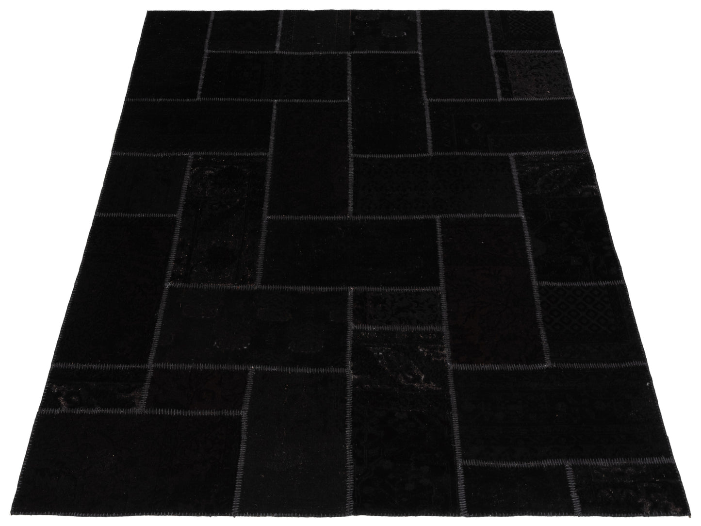 Turkish Vestige Patchwork 109472 Black 7.10x9.9 Hand Knotted Rug
