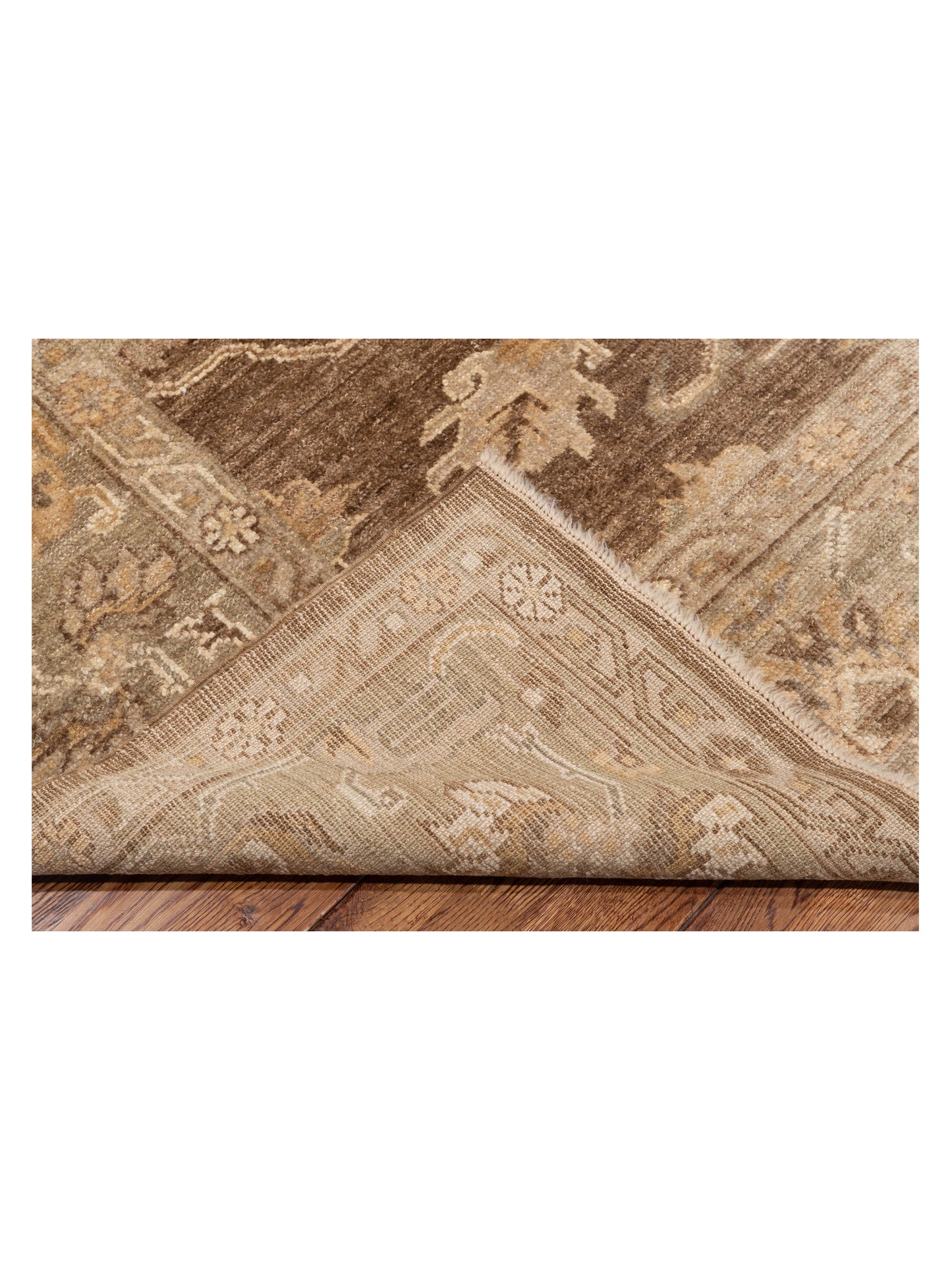Angora Oushak 129271 Brown Green 8.5x9.3 Hand Knotted Rug