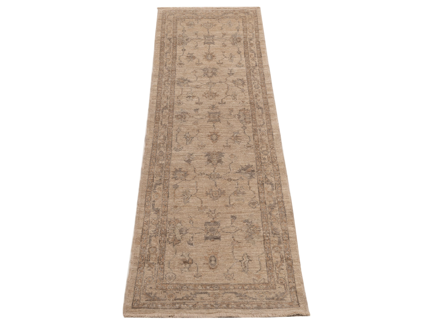 Angora Oushak 125687 Cream Cream 2.7x9.6 Hand Knotted Rug