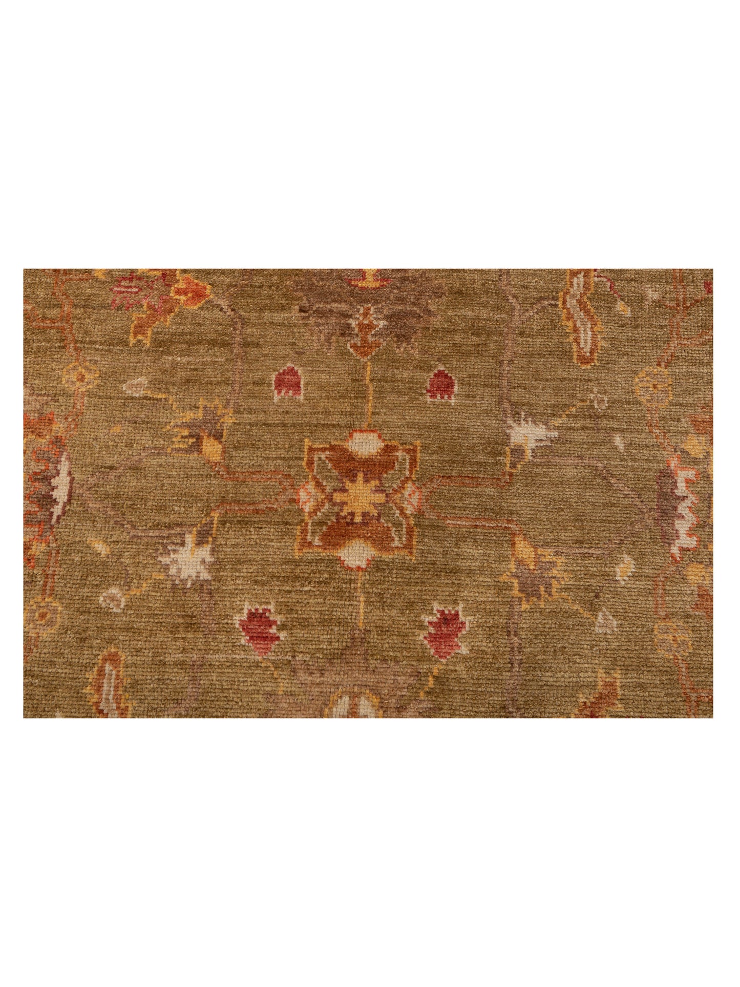 Angora Oushak 109650 Green Light Brown 6.3x12.4 Hand Knotted Rug