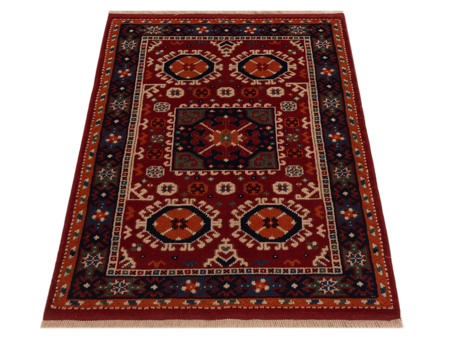 Turkish Shirwan 145207 Red Navy 3.2x4.3 Hand Knotted Rug