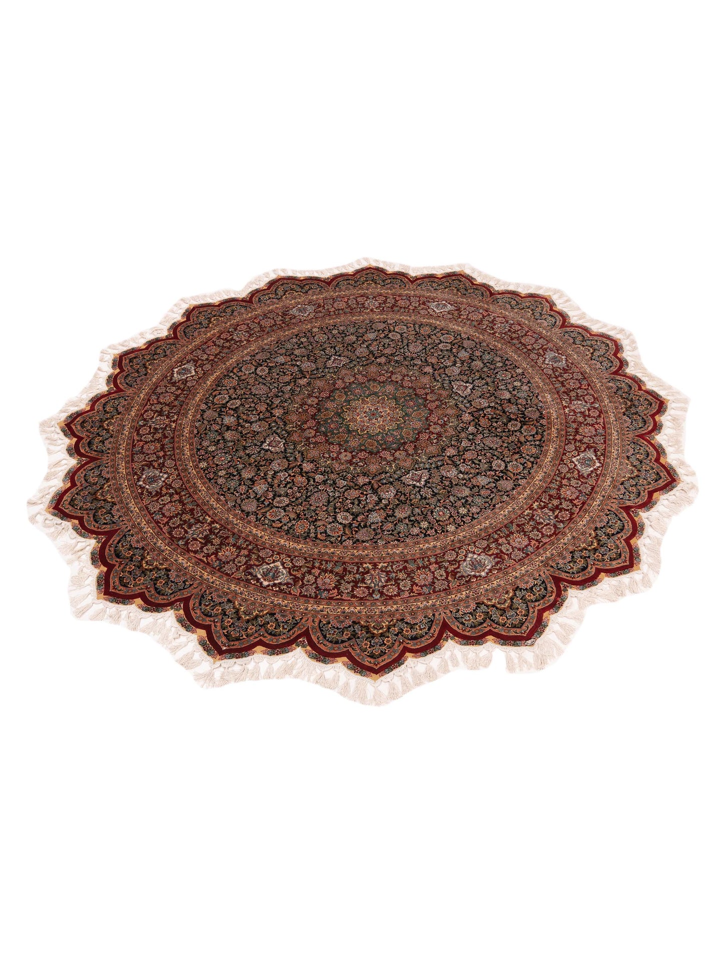 Pure Silk 124203 Navy Red 8x8 Hand Knotted Rug