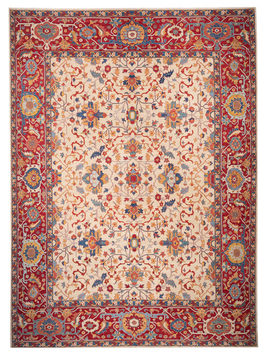 Pasha Antique Loom Fine  Ivory Red Traditional