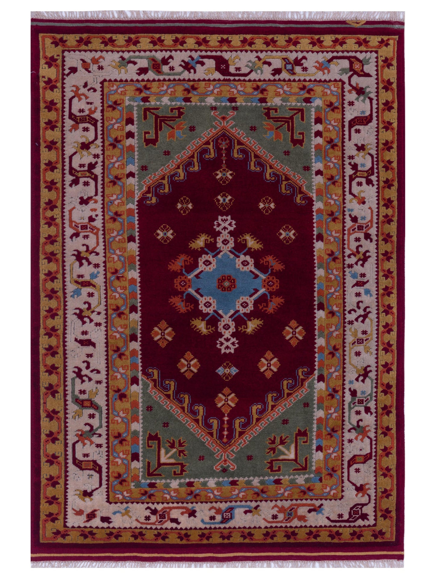 Pasha Turkish Shirwan  Green Ivory Traditional