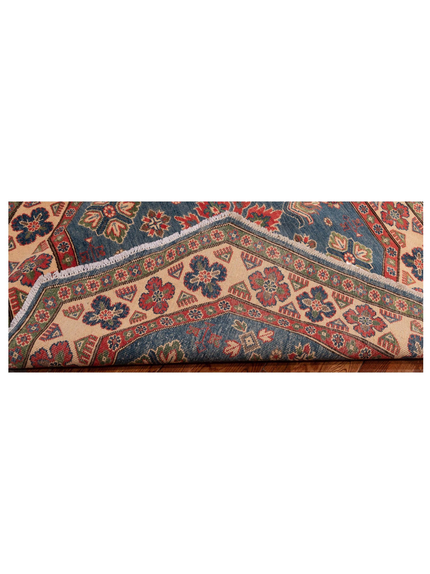 Kazak 148815 Blue Ivory 4.7x4.8 Hand Knotted Rug