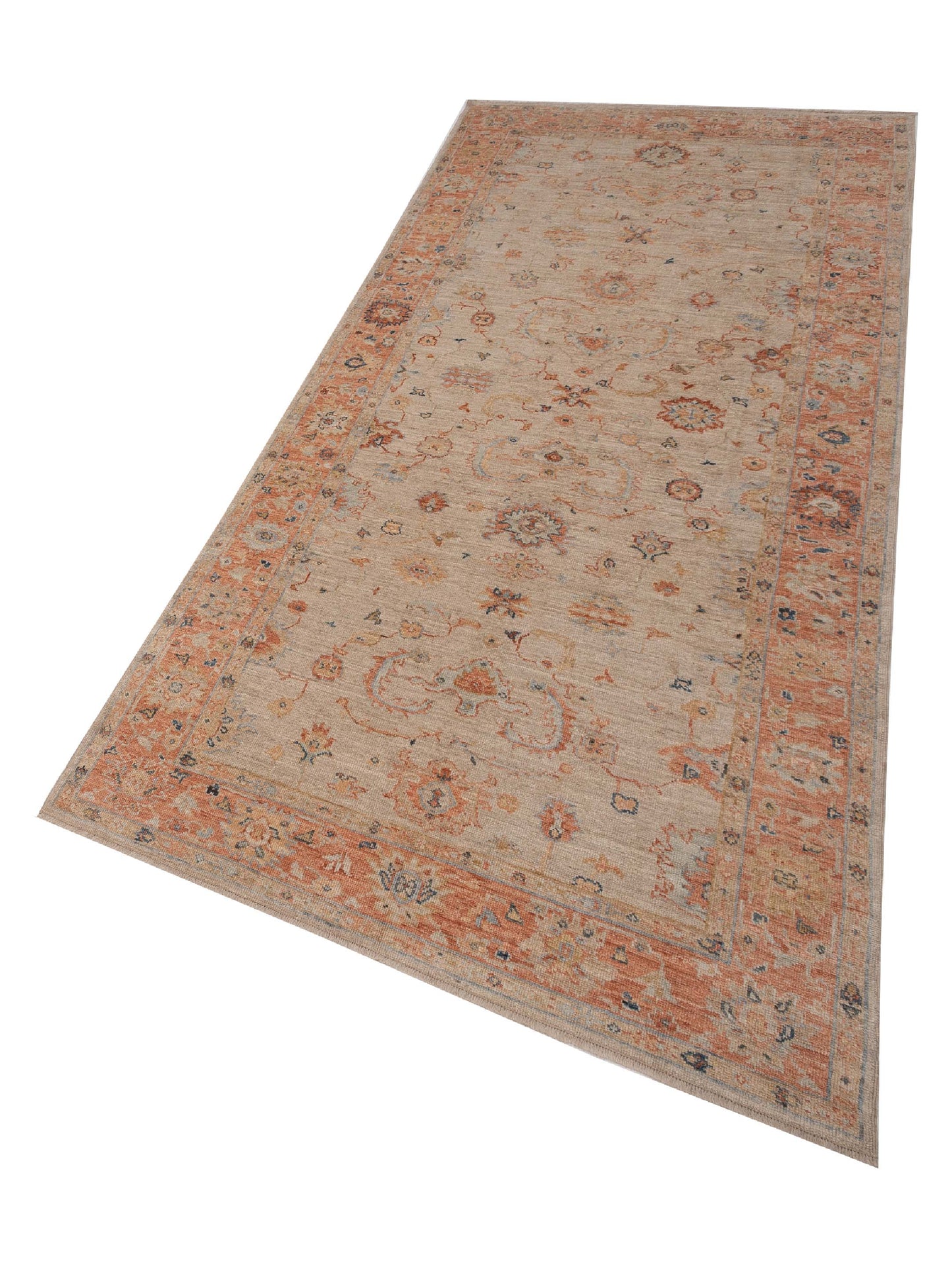 Angora Oushak 149523 Ivory Rust 6.2x13.4 Hand Knotted Rug