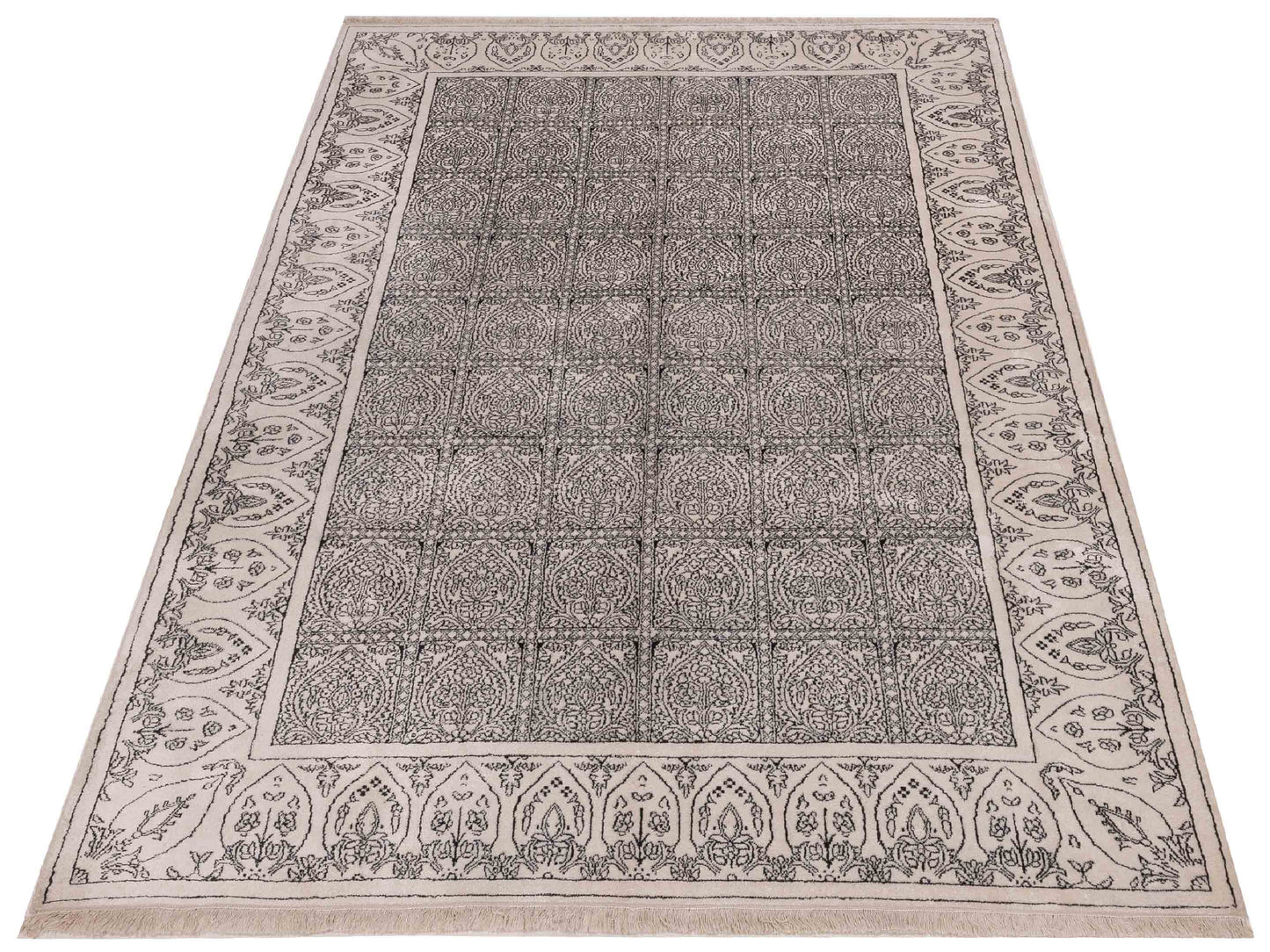 Tibetino 117265 Black Ivory 5.11x8.9 Hand Knotted Rug