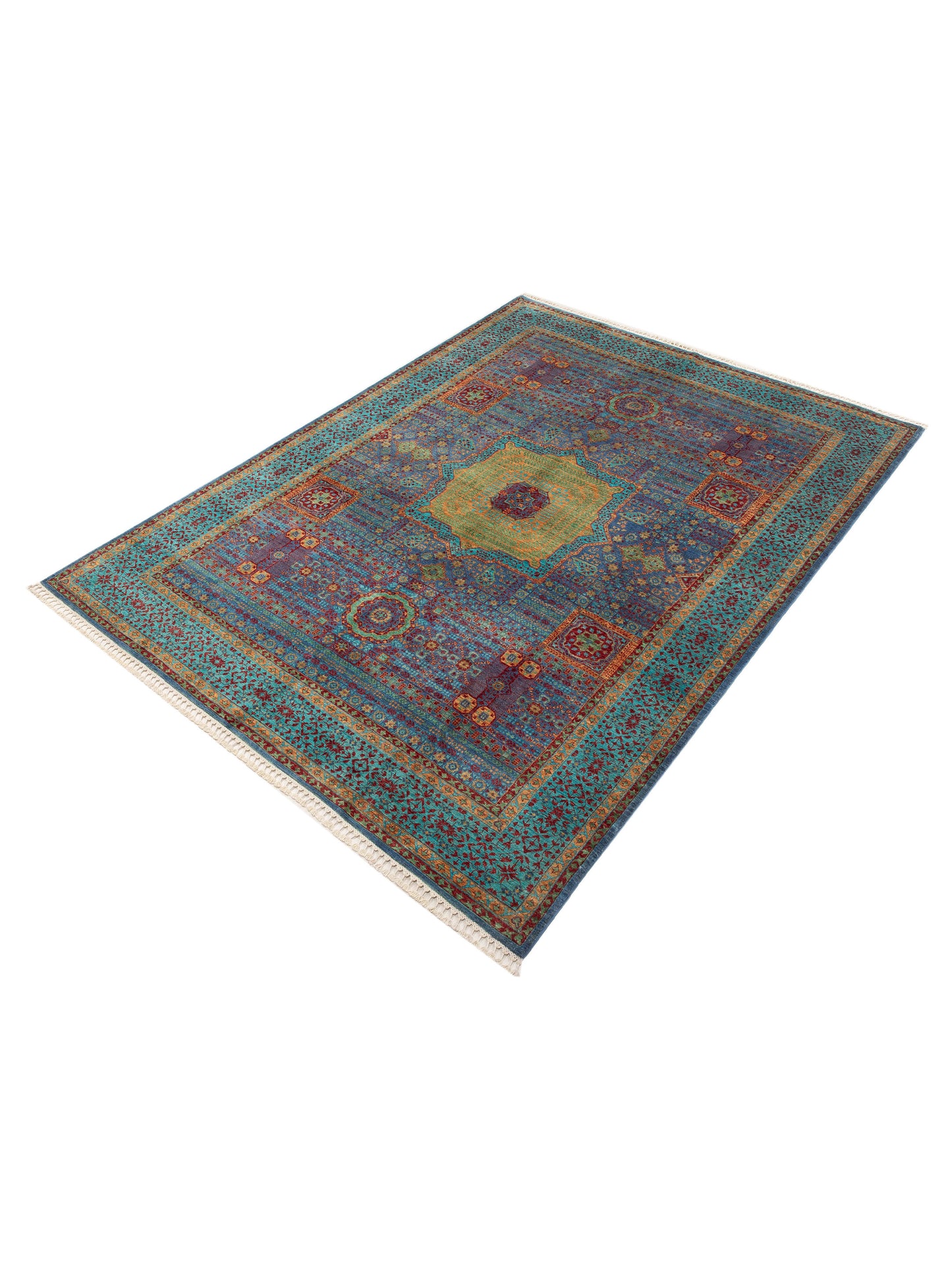 Artisan Mamluk 152281 Blue Turquoise 8.5x11.4 Hand Knotted Rug