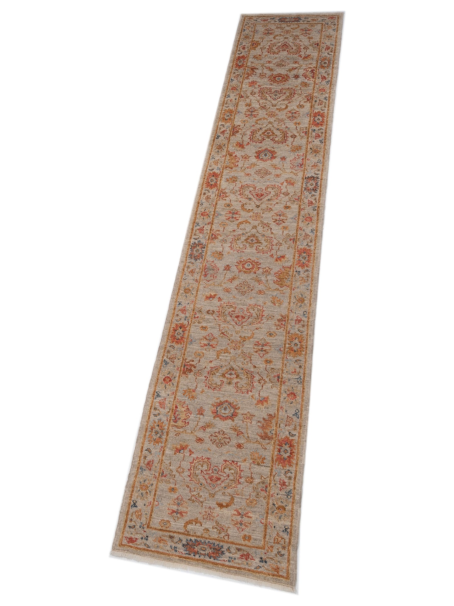 Angora Oushak 146503 Ivory Ivory 2.6x13.9 Hand Knotted Rug