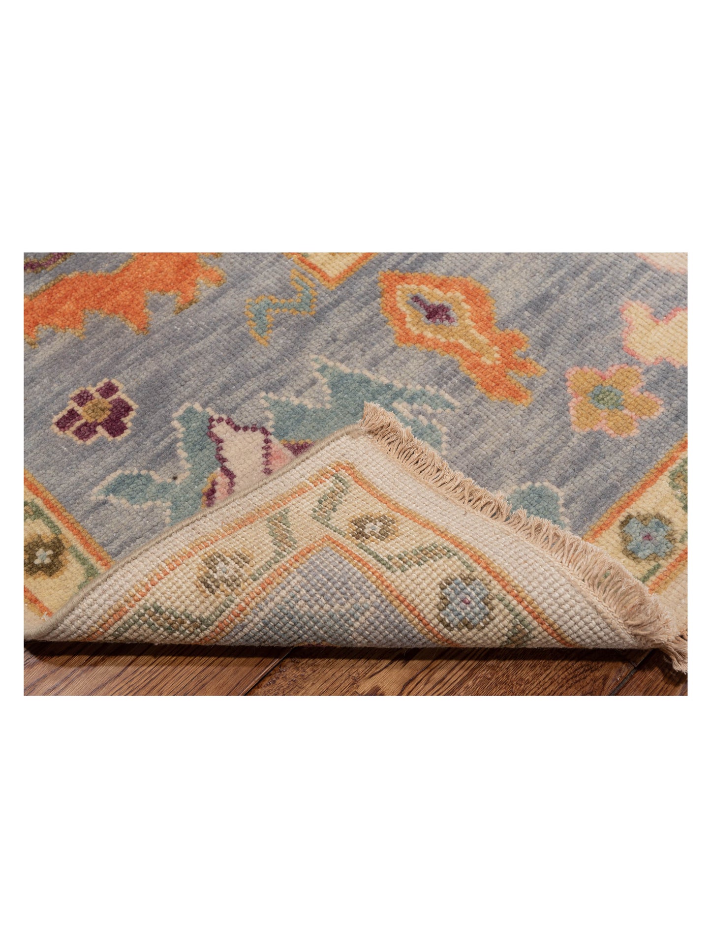 Oushak Shah 146793 Ivory Silver 7.10x9.10 Hand Knotted Rug