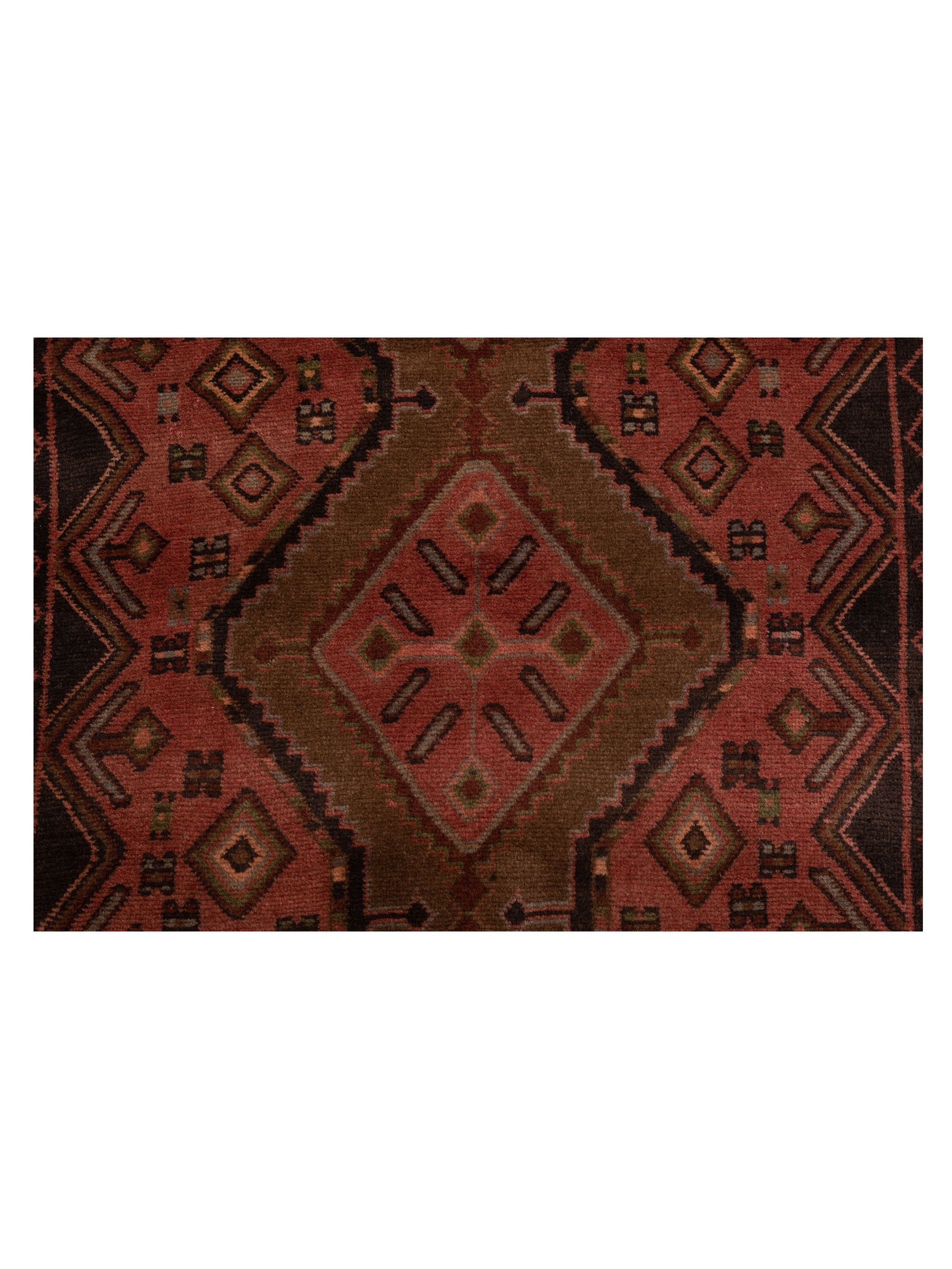 Persian 93441 Rust Brown 3.9x12.4 Hand Knotted Rug