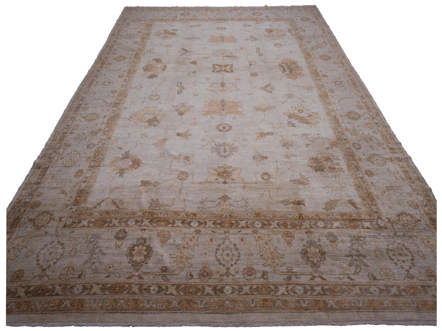 Angora Oushak 104953 Ivory Silver 13.8x18 Hand Knotted Rug