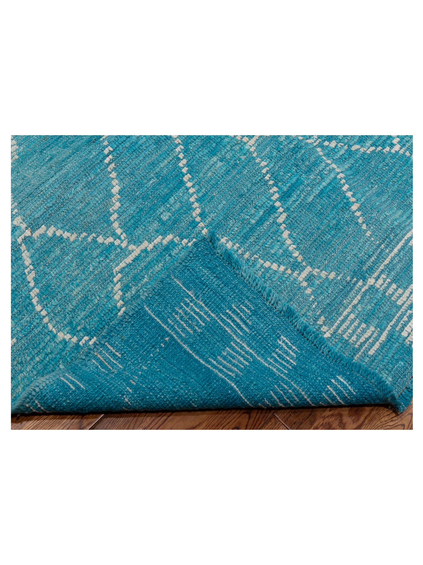 Berber Aspendos Turquoise Ivory 10.6x14.3 Hand Knotted Rug