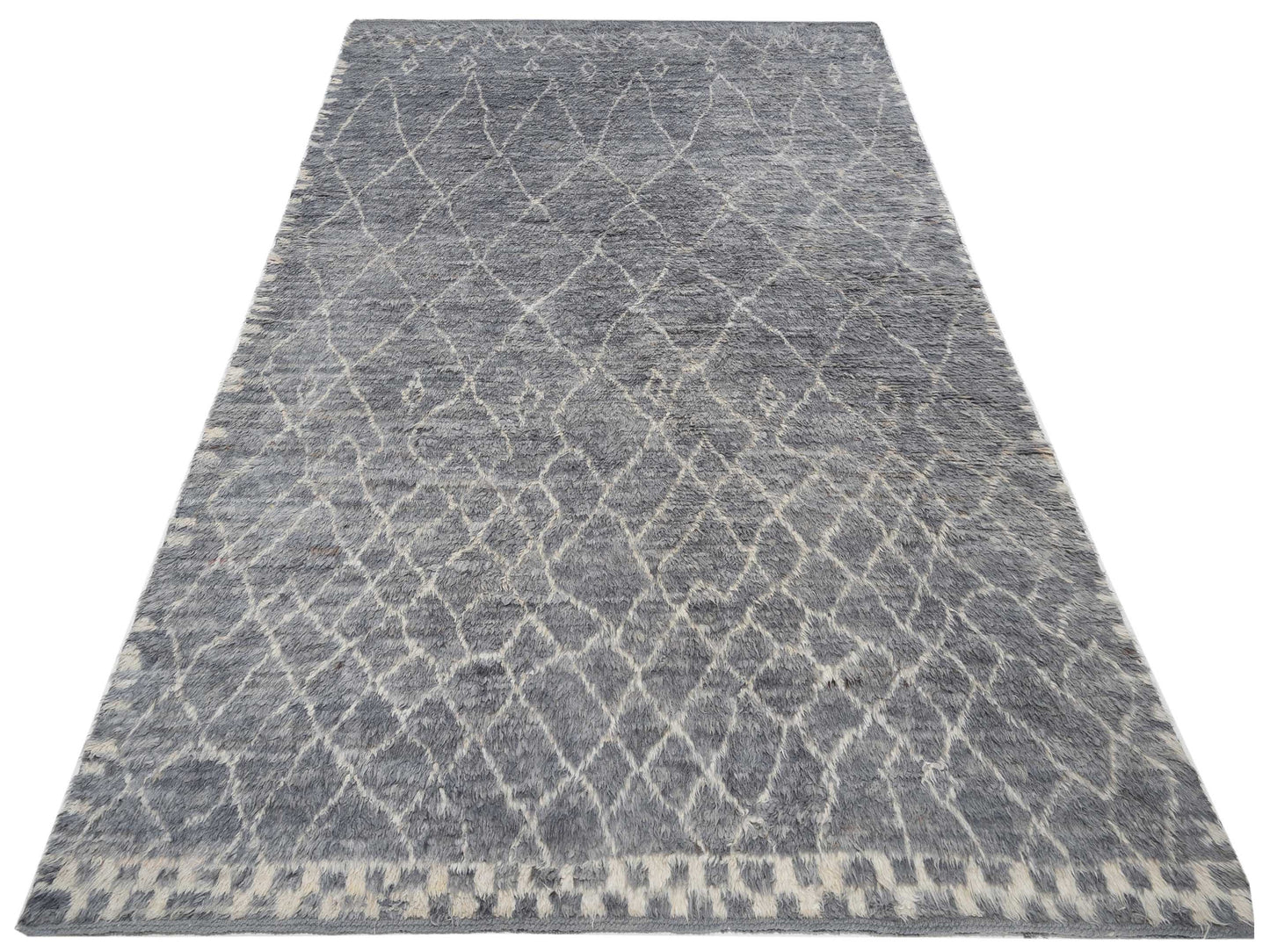 Berber Aspendos Gray Ivory 8.10x12.8 Hand Knotted Rug