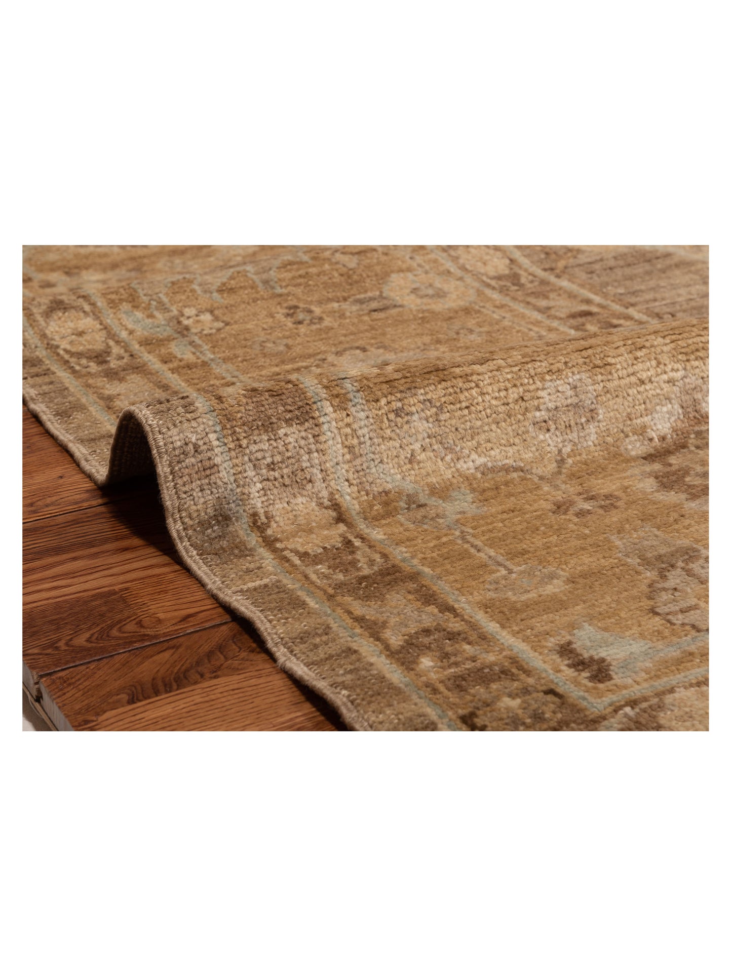 Angora Oushak 130207 Brown Gold 12.6x17.7 Hand Knotted Rug