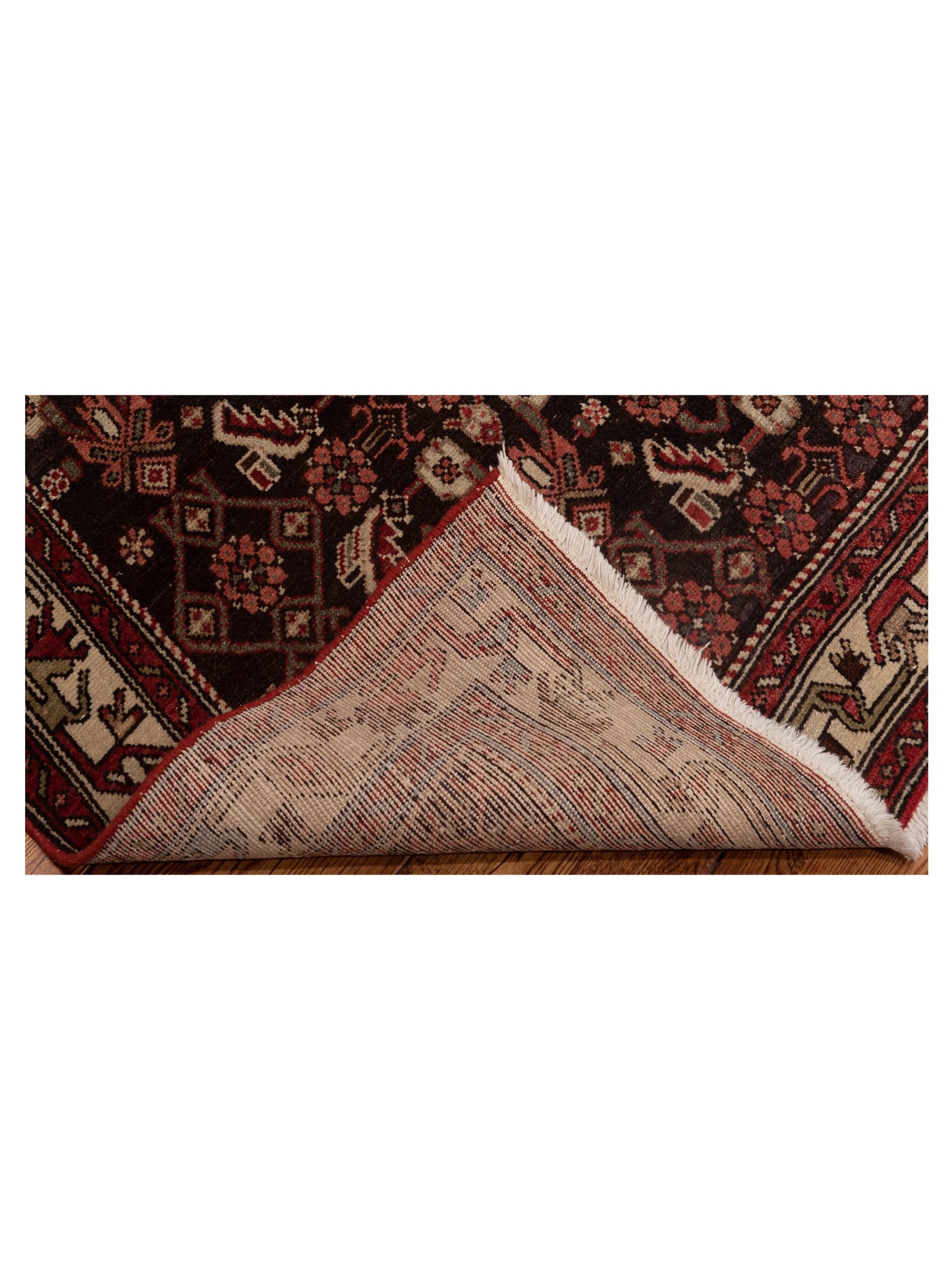 Persian 81183 Brown Red 3.6x10.5 Hand Knotted Rug