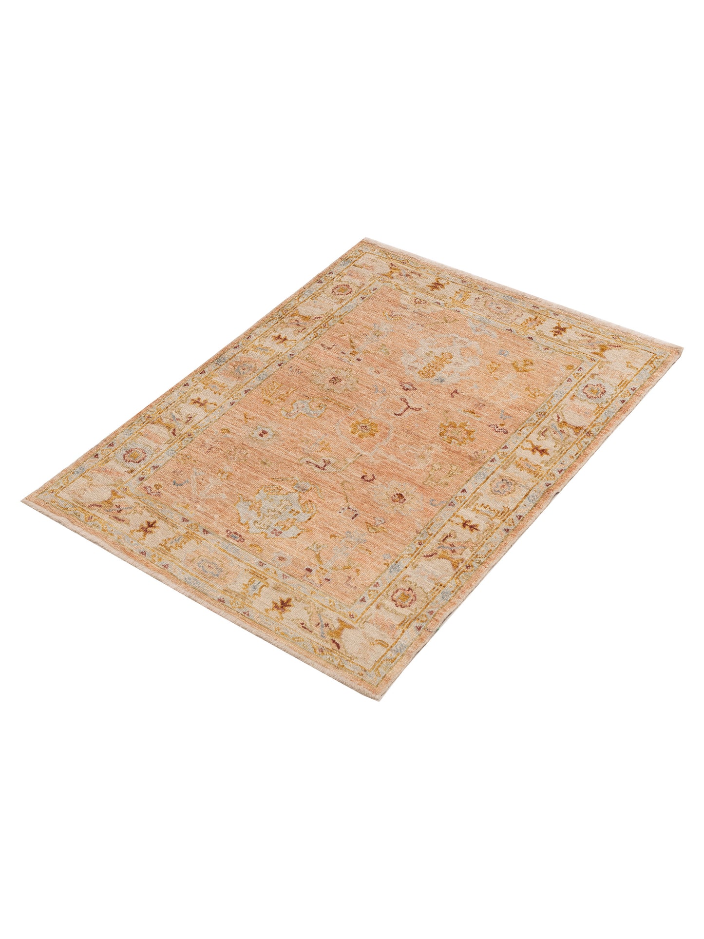 Angora Oushak 153542 Pink Ivory 4.1x5.7 Hand Knotted Rug
