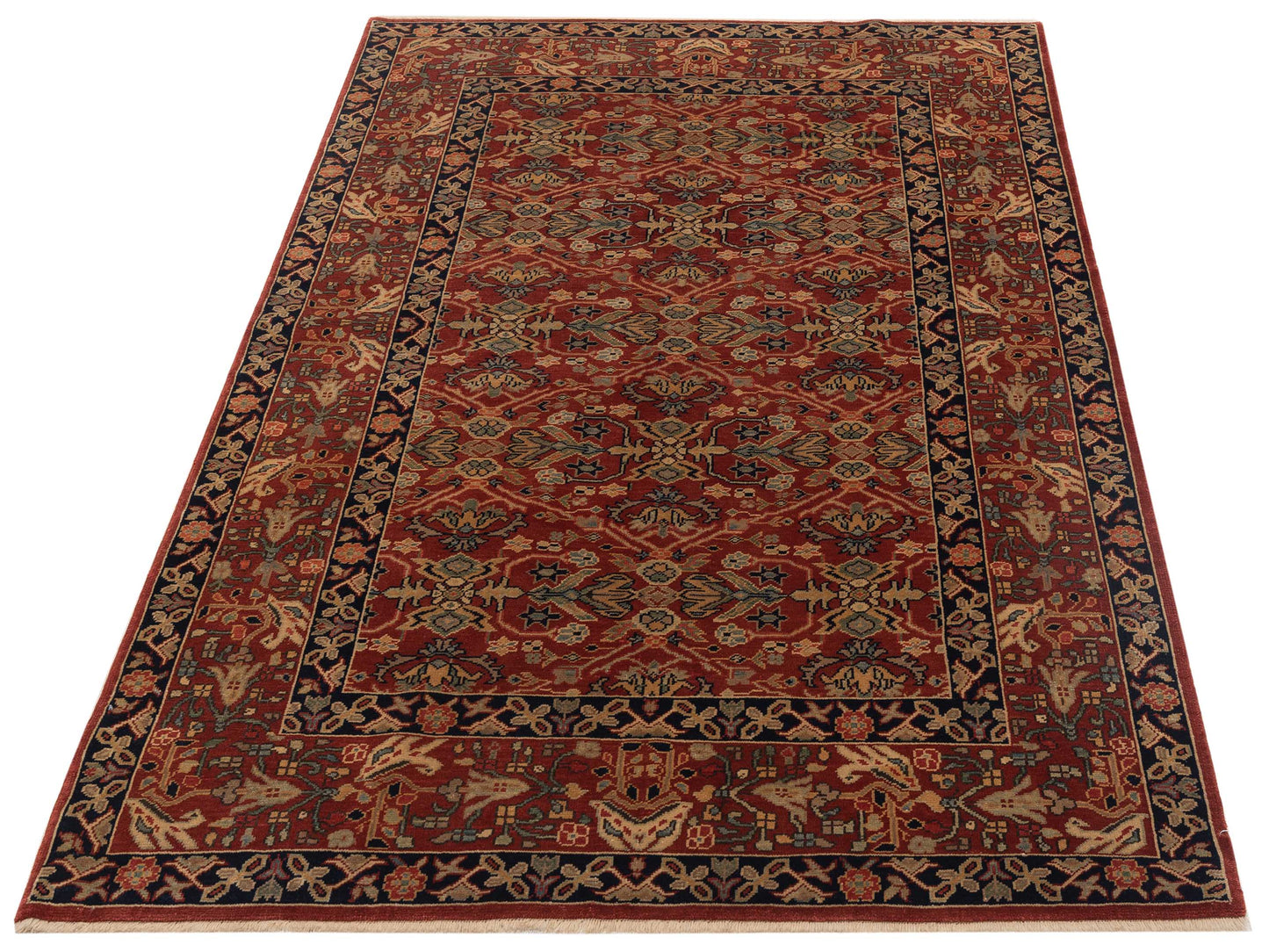 Antique Loom 147433 Red Black 5.11x8 Hand Knotted Rug