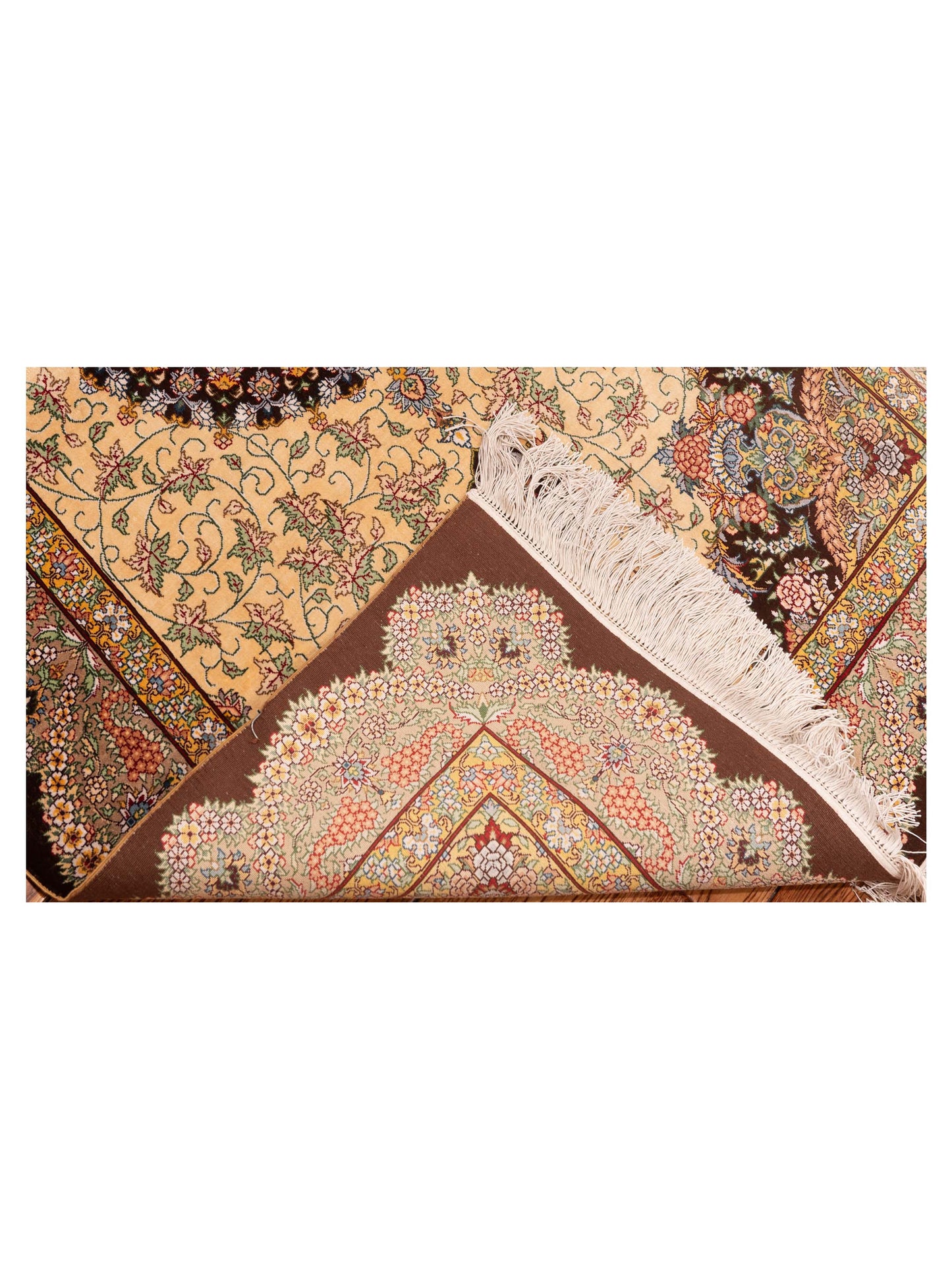 Pure Silk 124197 Beige Brown 3.1x5.1 Hand Knotted Rug