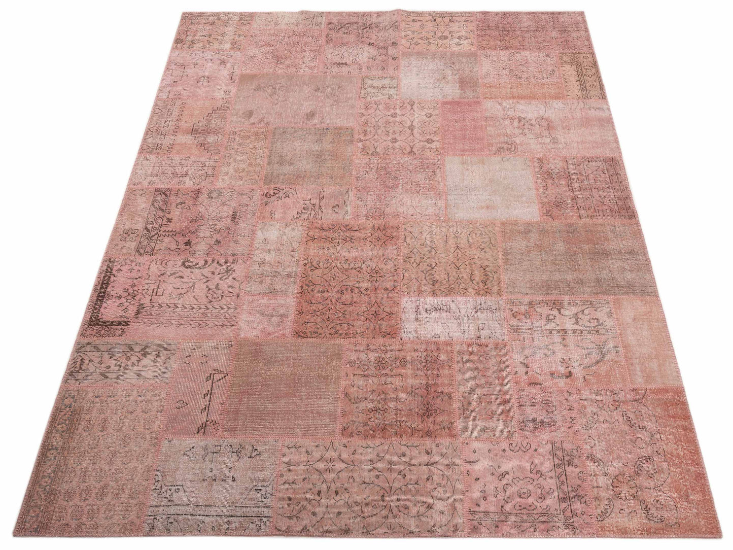 Turkish Vestige Patchwork 149171 Pink 9x12 Hand Knotted Rug